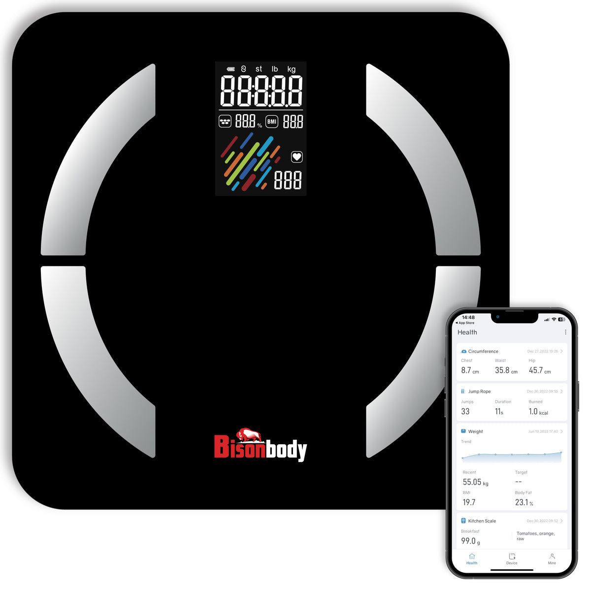 Scale Digital Weight And Body Fat Scale - With Mobile App For Body