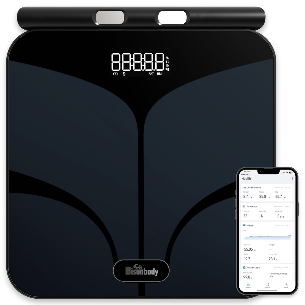 Bisonbody Smart Digital Scale for Body Weight and Fat Percentage, 29 B –  BisonBody